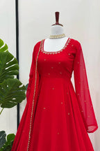 Wedding Wear Red Gown Set