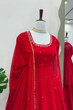 Wedding Wear Red Gown Set