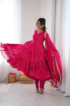 Rust Orange Full-Flare Anarkali