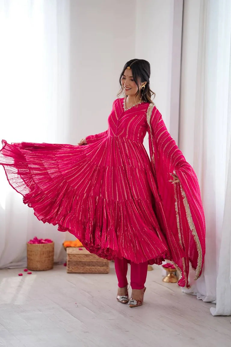Rust Orange Full-Flare Anarkali