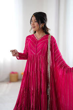 Rust Orange Full-Flare Anarkali
