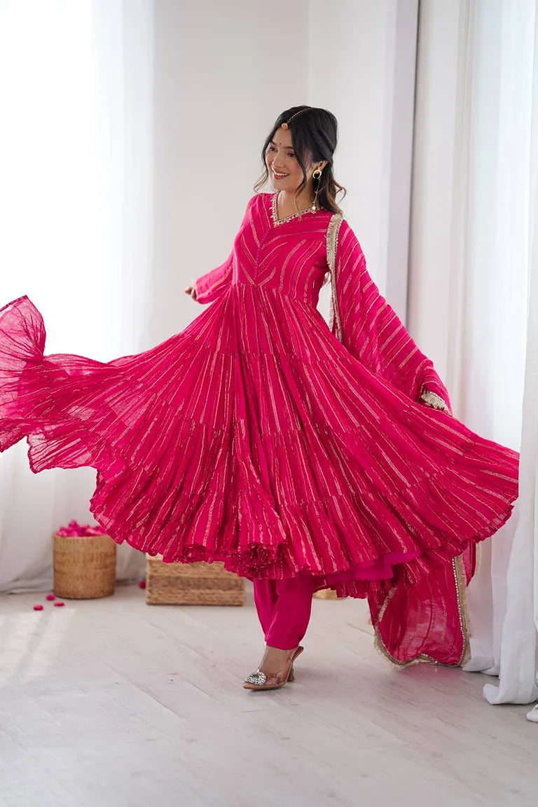 Rust Orange Full-Flare Anarkali