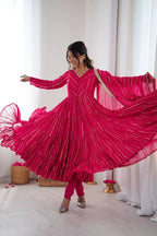 Rust Orange Full-Flare Anarkali