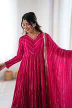 Rust Orange Full-Flare Anarkali