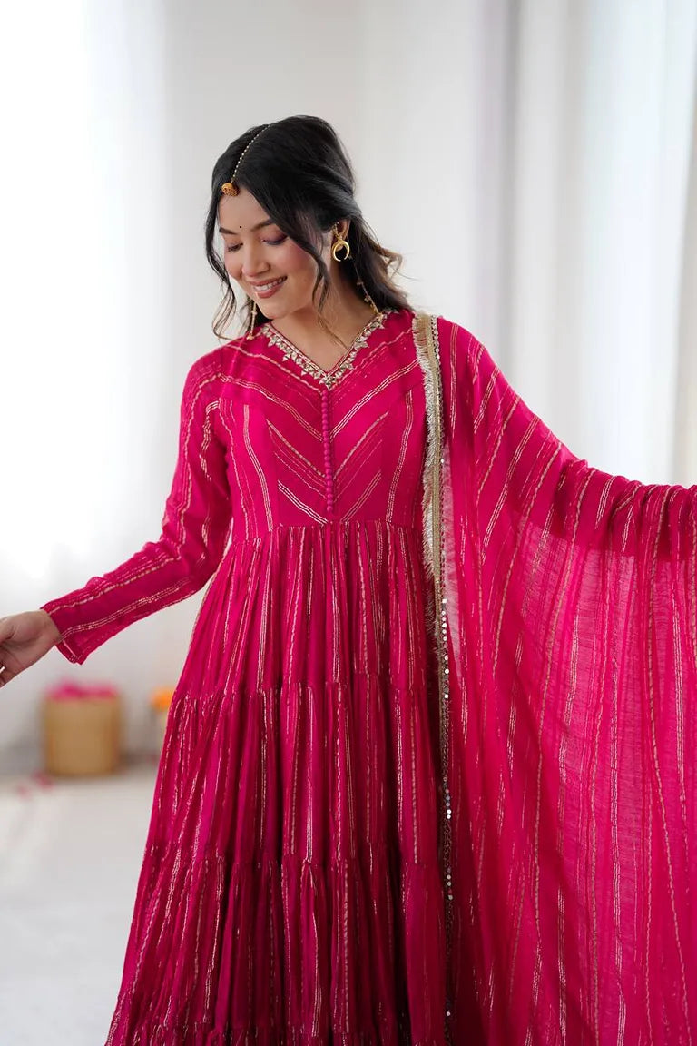 Rust Orange Full-Flare Anarkali