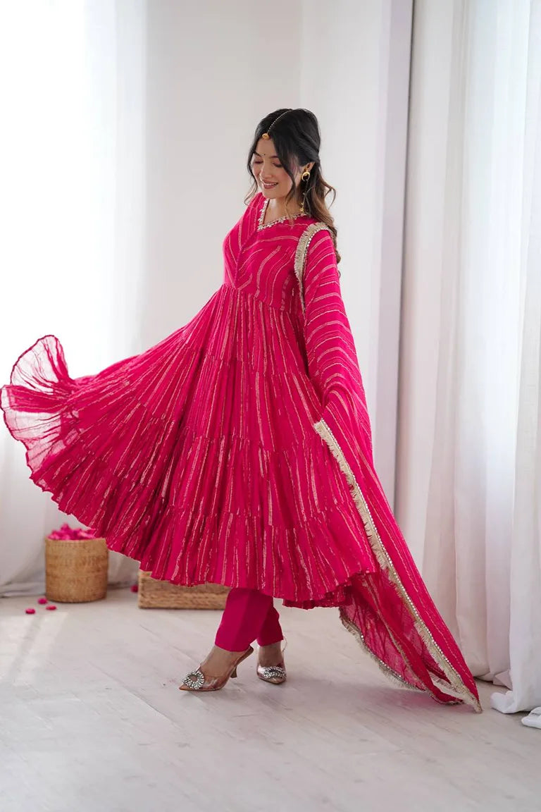 Rust Orange Full-Flare Anarkali