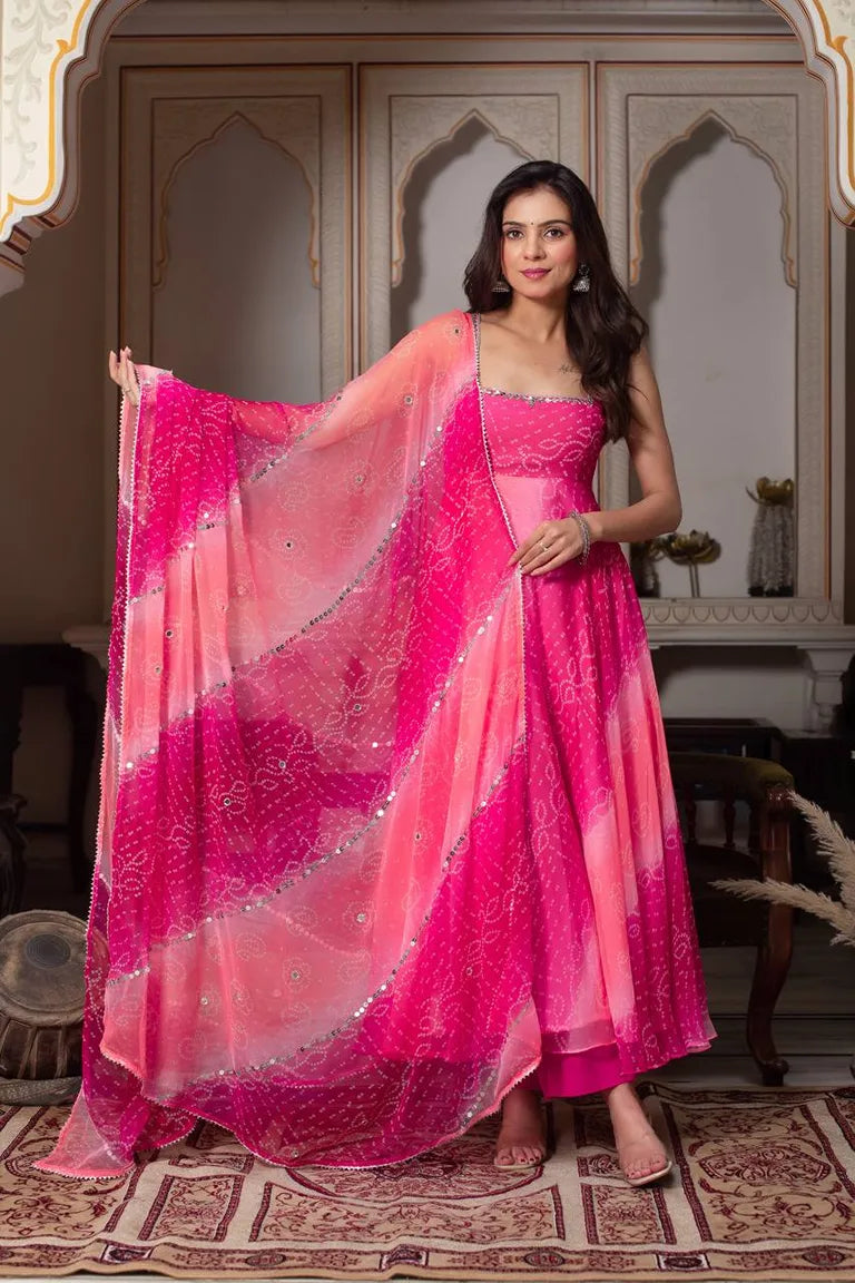 Festive Bandhani gown