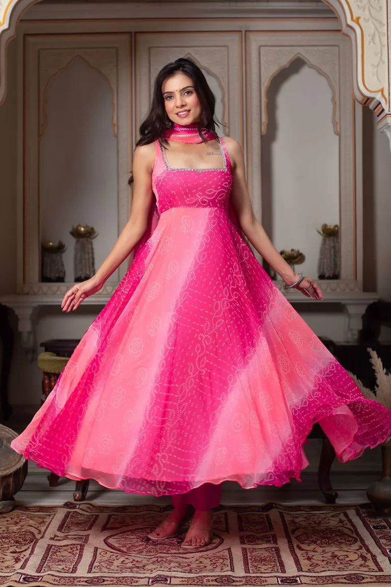 Festive Bandhani gown