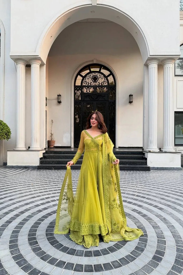 Royal Lime Anarkali Set