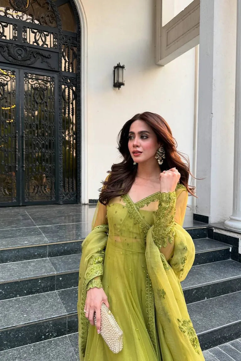 Royal Lime Anarkali Set