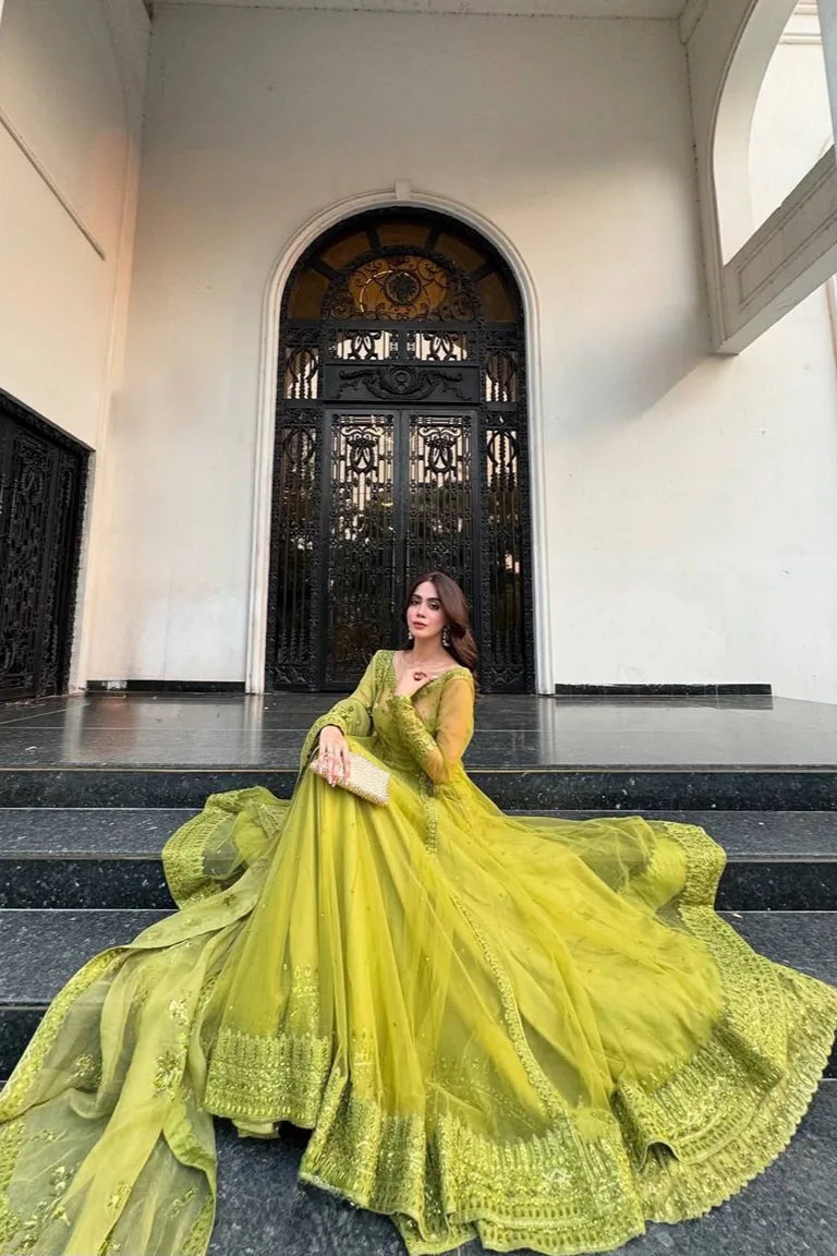 Royal Lime Anarkali Set