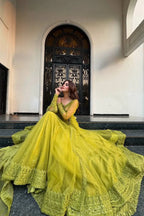 Royal Lime Anarkali Set