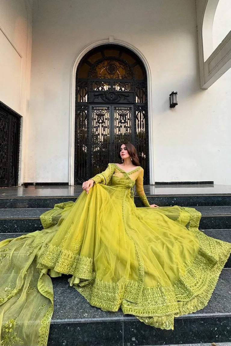 Royal Lime Anarkali Set