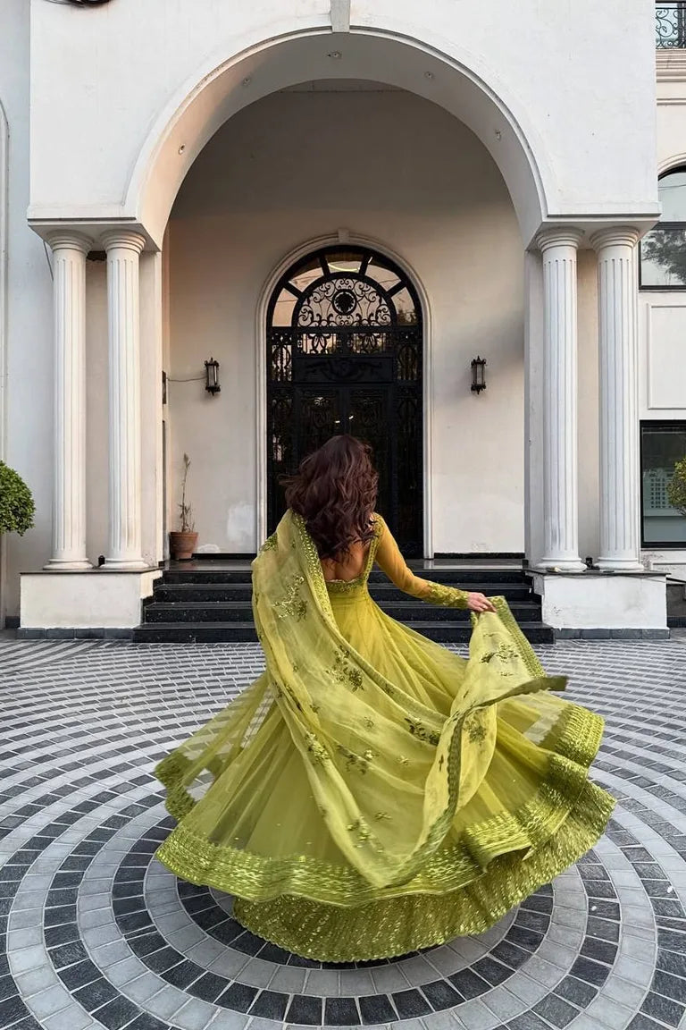 Royal Lime Anarkali Set