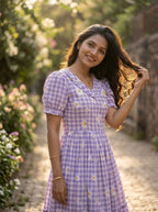 Muslin Silk Checkered Summer Dress
