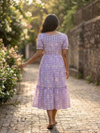 Muslin Silk Checkered Summer Dress