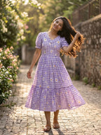 Muslin Silk Checkered Summer Dress