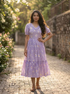 Muslin Silk Checkered Summer Dress