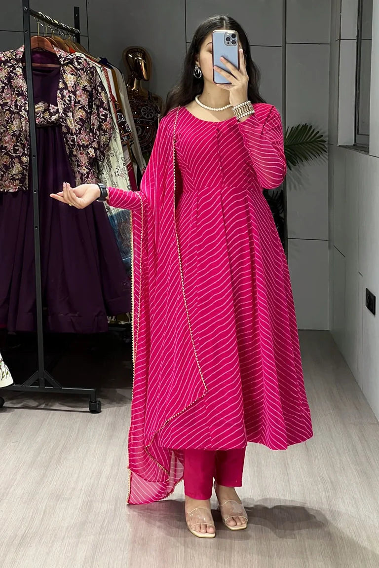 Blush Pink Majestic Leheriya Kurti