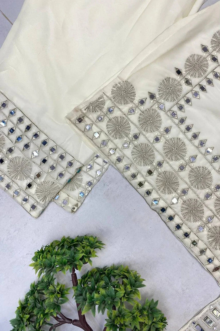 Ivory Mirror Work Suit Set