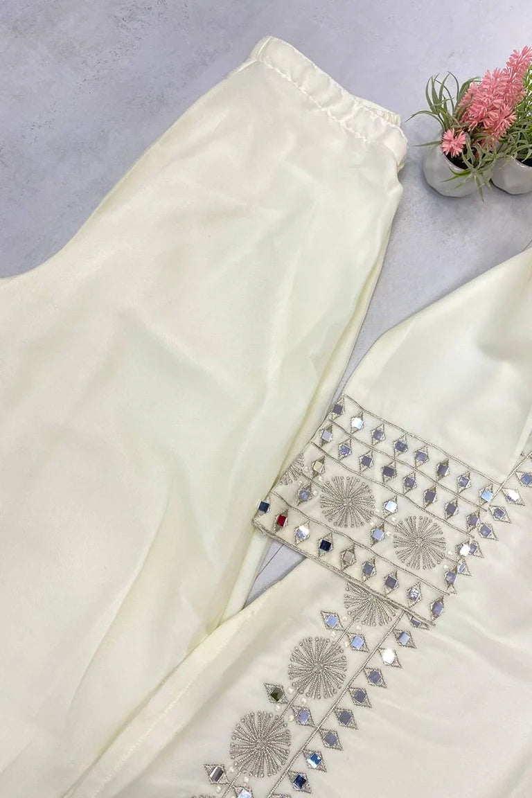 Ivory Mirror Work Suit Set