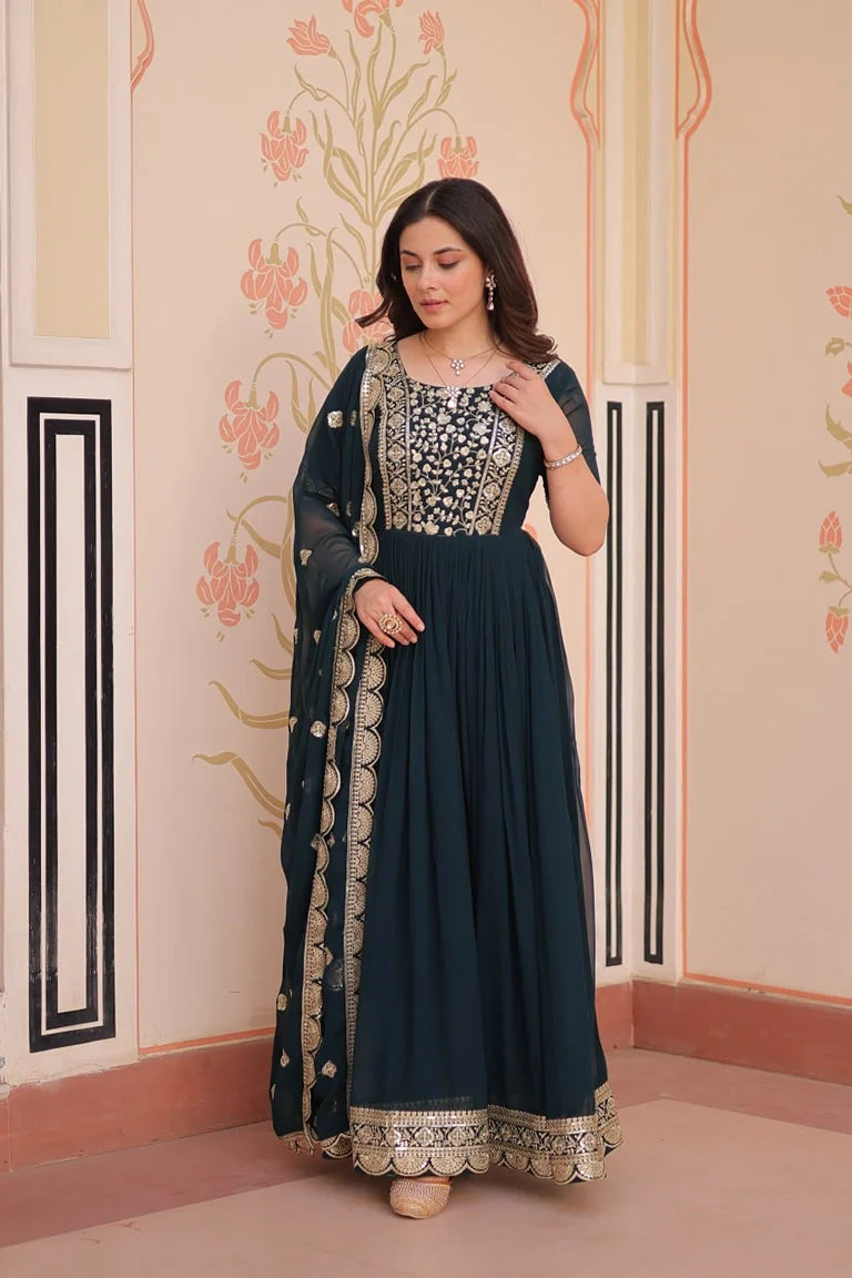 Emerald Zari Gown