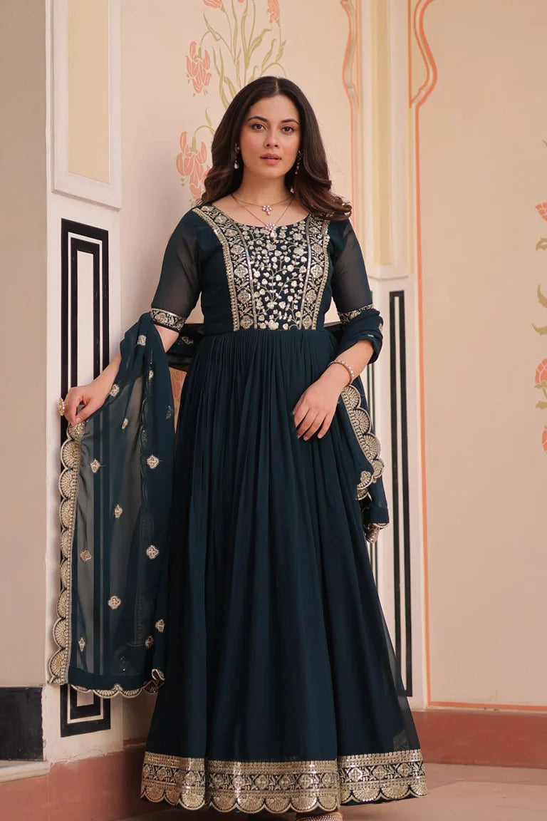 Emerald Zari Gown