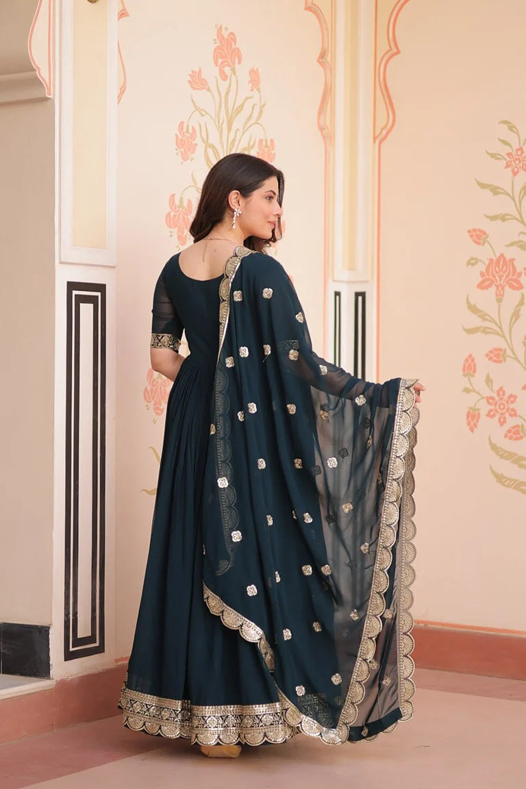 Emerald Zari Gown