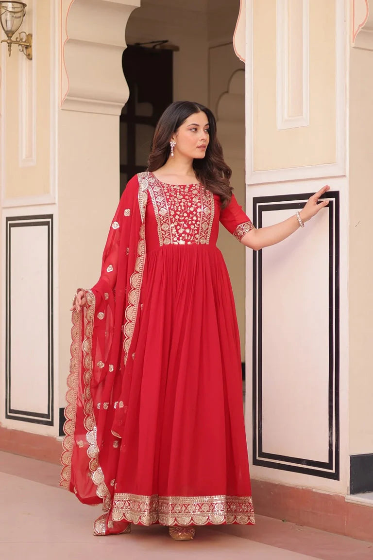 Emerald Zari Gown