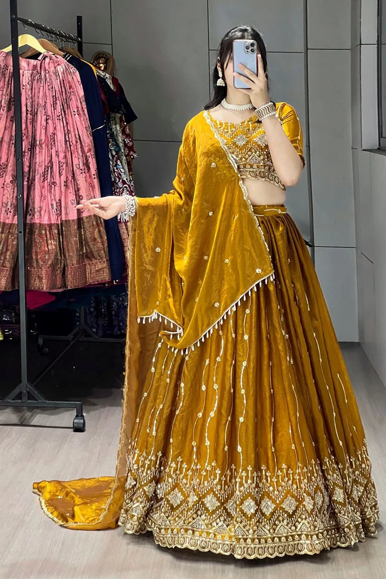 Beads Embroidery Lehenga-choli