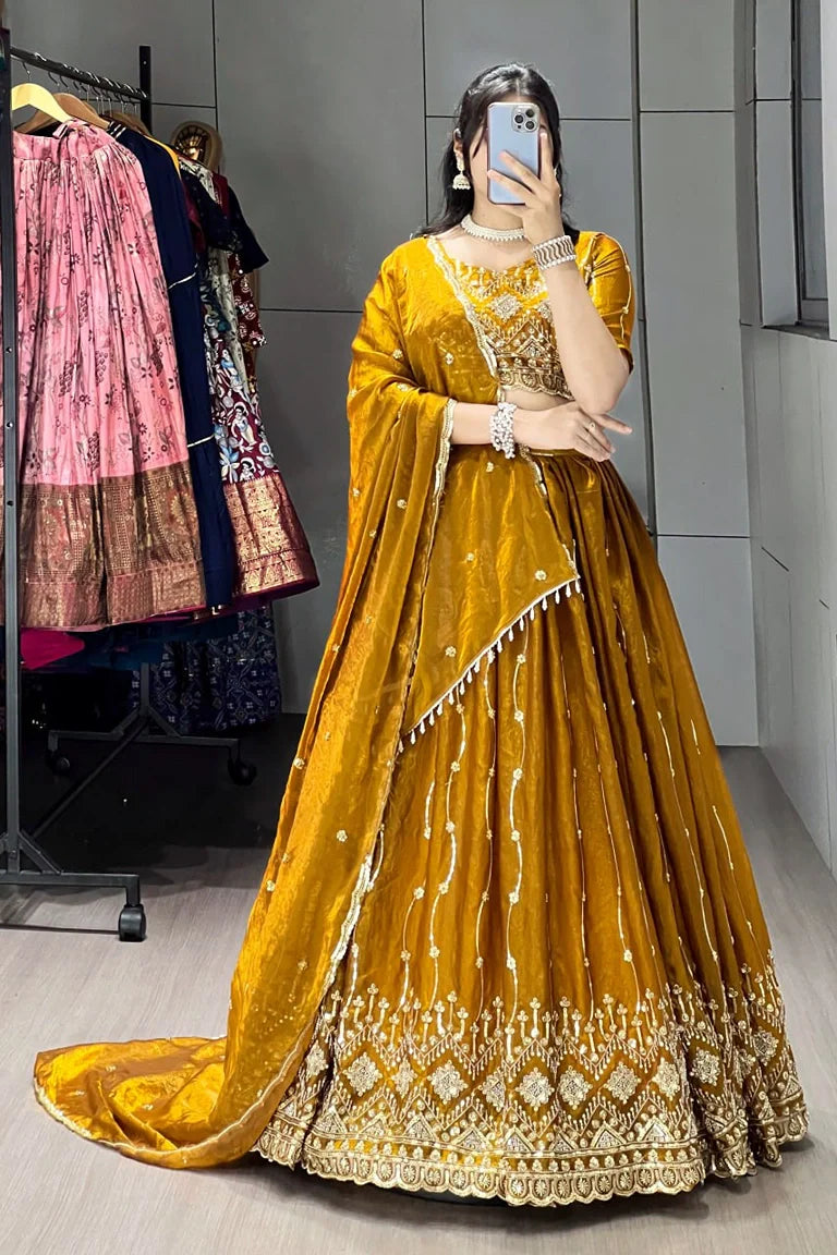 Beads Embroidery Lehenga-choli