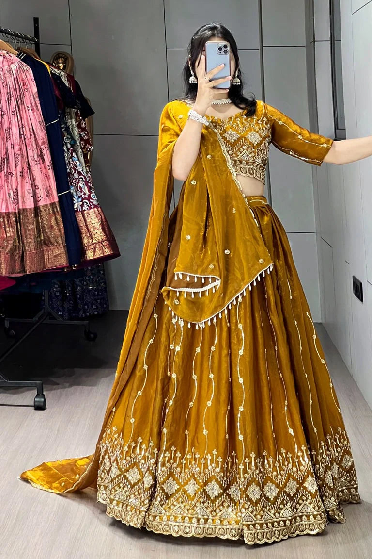 Beads Embroidery Lehenga-choli