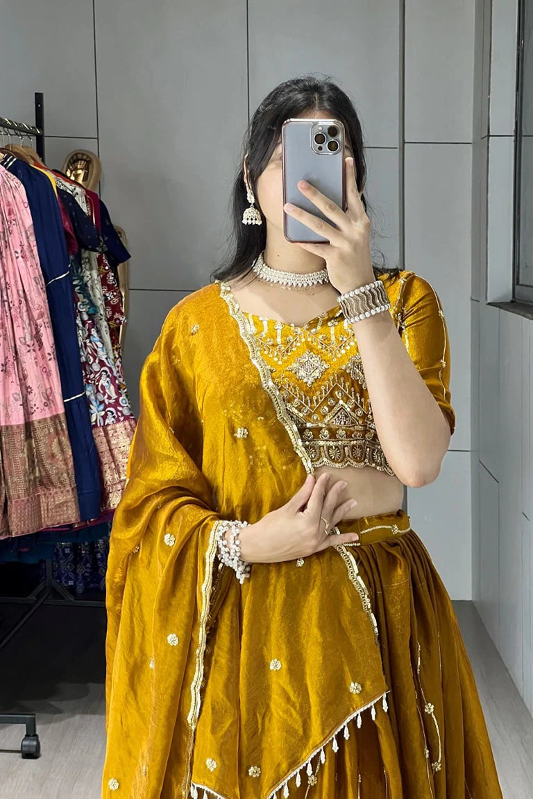Beads Embroidery Lehenga-choli