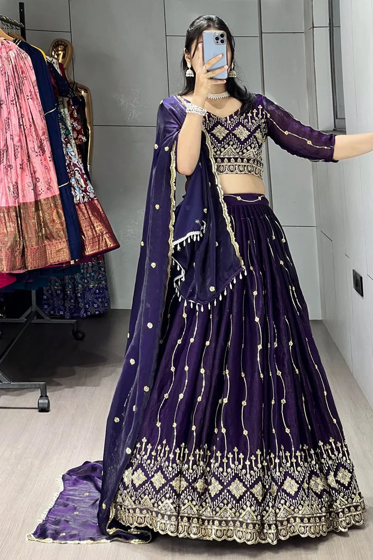 Beads Embroidery Lehenga-choli