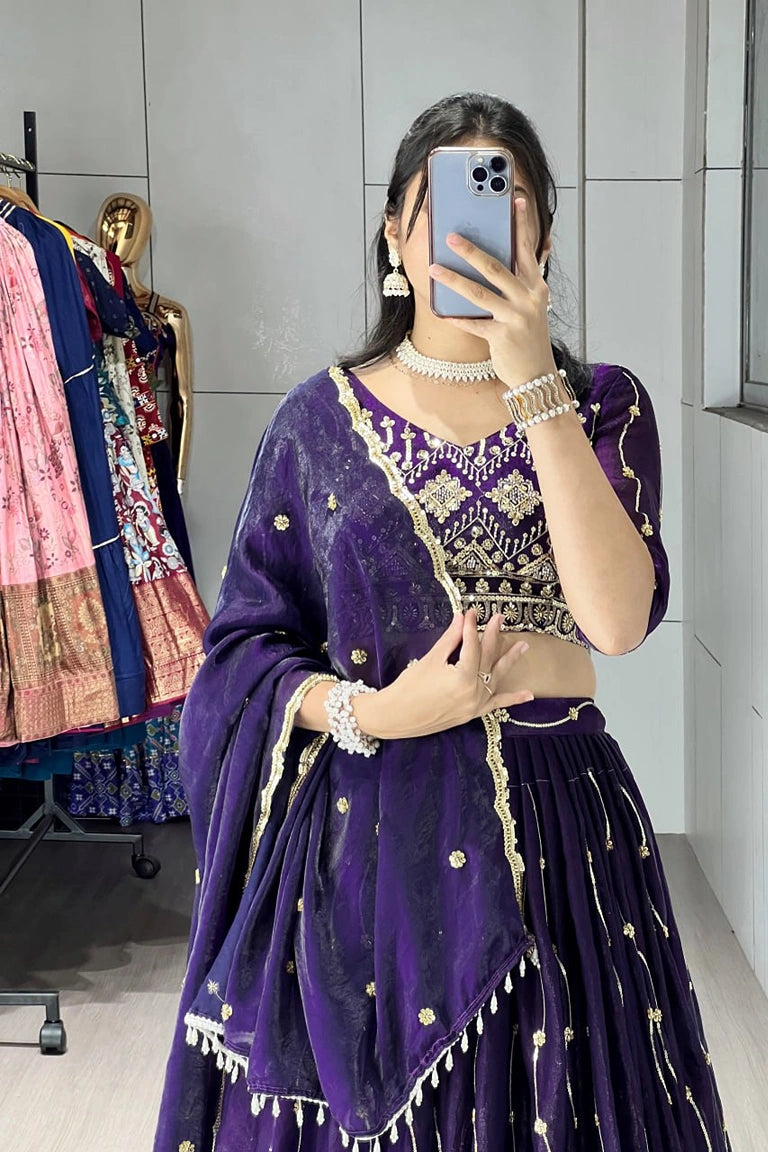 Beads Embroidery Lehenga-choli