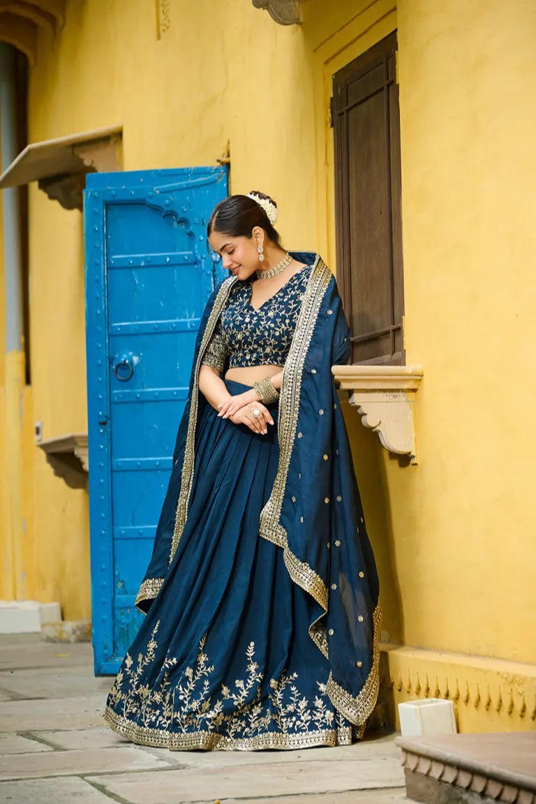 Perfect Festive & Wedding  Blue Lehenga