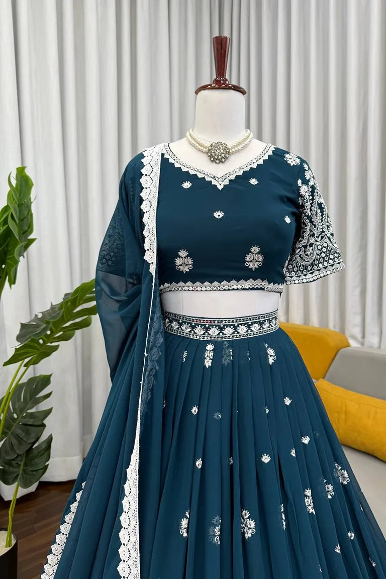 Ruby Georgette Lehenga