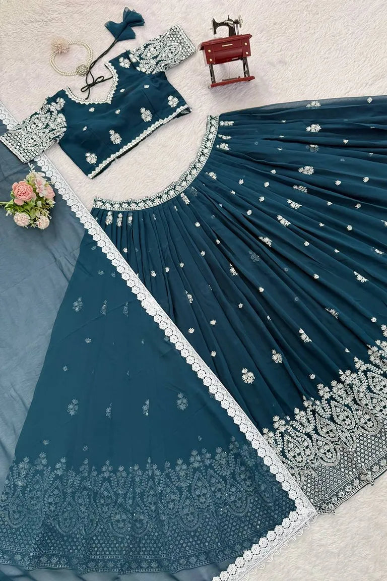 Ruby Georgette Lehenga