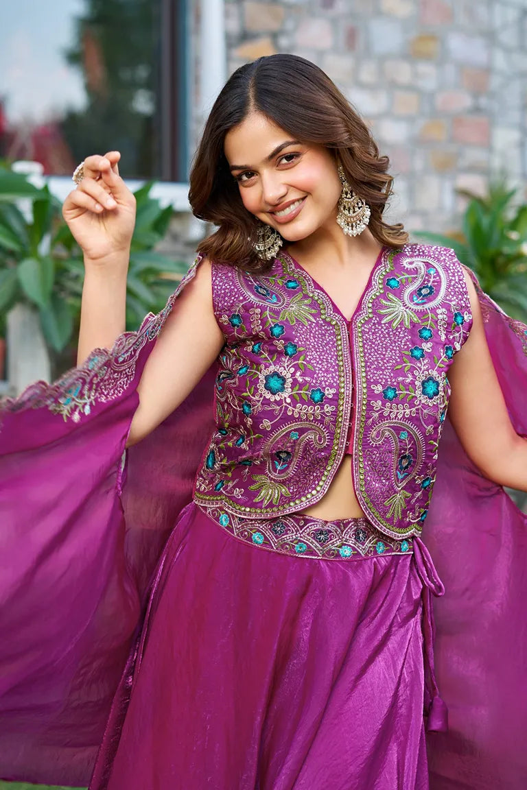 Embroidered Jacket Lehenga Set