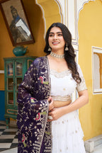 White & Purple Contrast Lehenga Set