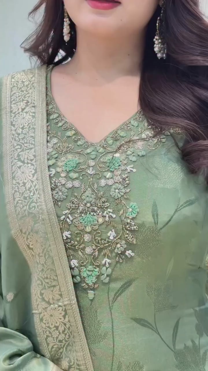 Designer Jacquard Full Stitch Suit