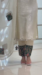 Off-White Banarasi Handwork Kurta Set