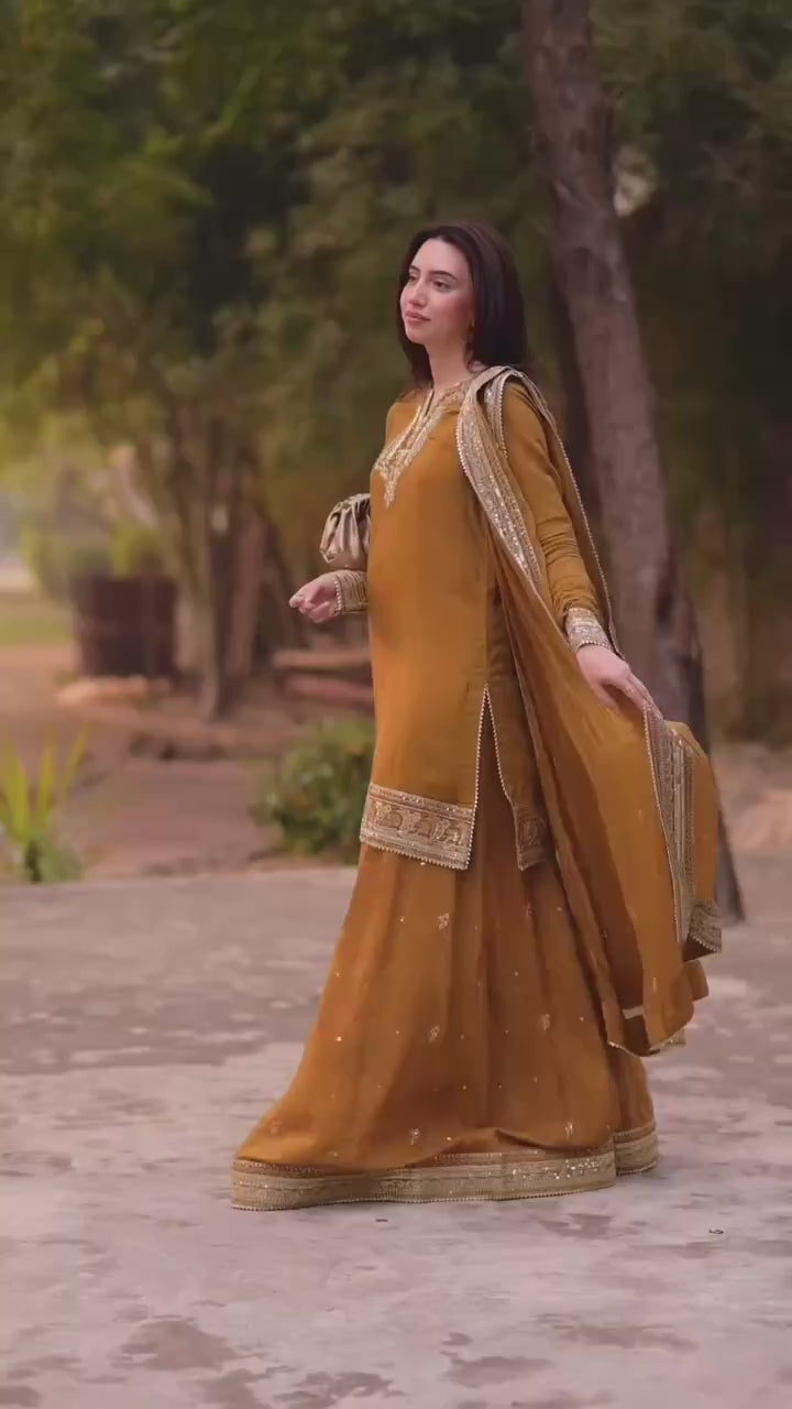 Designer Mul Chanderi Suit with Sequins