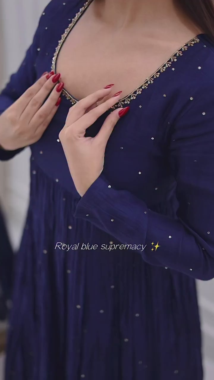 Royal Blue Anarkali Dress with Dupatta
