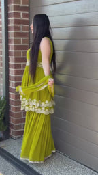 Lime Green Georgette Sharara Suit