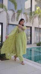 Mal Chanderi Anarkali Set