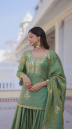 Festive Fendi Crush Sharara Suit