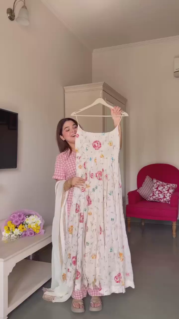 Floral Thread Sequin Anarkali Gown Set