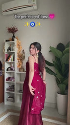 Festive Red Palazzo Suit with Dupatta