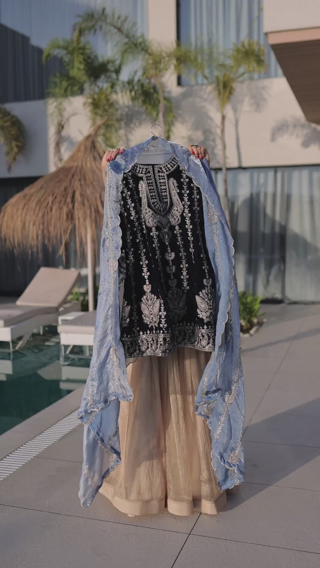 Velvet Bell Sleeve Suit